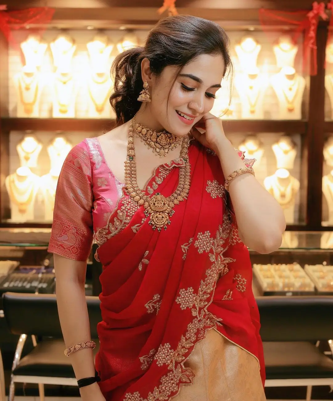 Kannada Actress Rachana Rai in Red Lehenga Choli